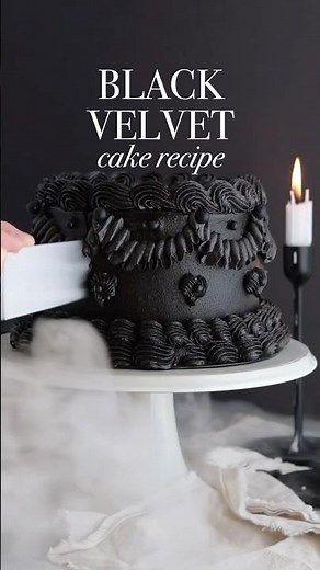 This 100% DYE FREE black velvet cake is perfect for your Wednesday party (or any party 👻) #cake