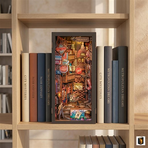 Detective Book Nook Diorama Mystery Alley Miniature Library Insert Noir Decor Gift Shelf Art - Etsy