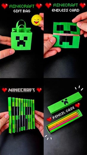 🔥 I made 4 CRAZY Minecraft Creeper Crafts from Paper! 😱💚 EASY DIY #diy #papercraft