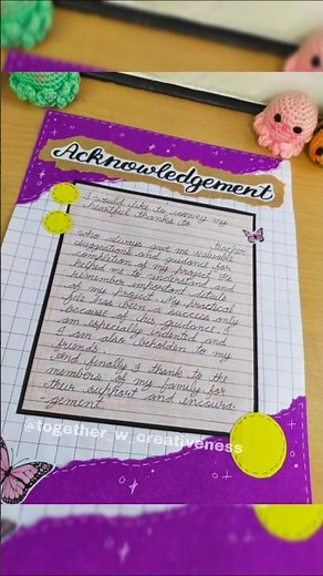 Acknowledgement Design For School Projects 💜✨ #togetherwcreativeness #acknowledgement #shorts