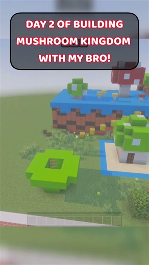 Day 2 of trying to build mushroom kingdom with bro 🍄 #explore #gaming #minecraft