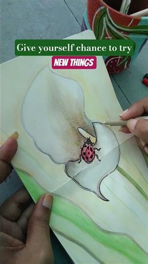 Draw easy ladybird on flower #drawing #ladybug #easydrawing #art #trendingshorts #motivationalart