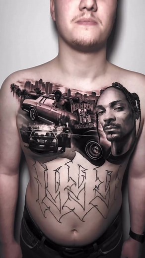 Meaningful Gangster Chest Tattoo Designs for Men