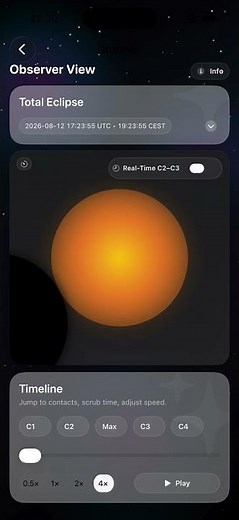 Total Solar Eclipse 2026 Simulator | Celestial Simulation (iOS)