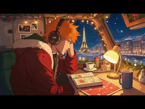 Christmas Lofi Study in Paris ✨ Cozy Winter Café Ambience & Calm Anime Beats for Holiday Focus