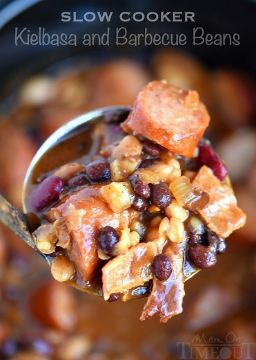 Slow Cooker Kielbasa and Barbecue Beans
