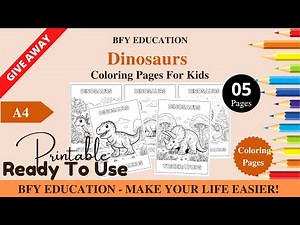 1010 FREE Dinosaurs Coloring Pages For Kids | Color and Learn | 5 Pages