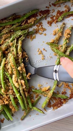 Roasted green beans with buttery bread crumbs & crispy fried onions I... | Green Bean Casserole