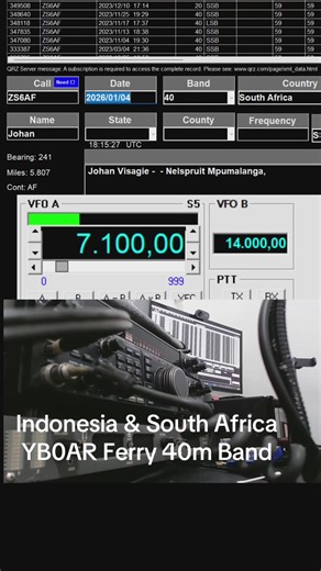 YB0AR Ferry on 40m Band: Indonesia and South Africa