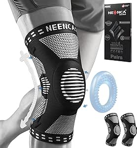 NEENCA 2 Pack Knee Braces for Knee Pain, Compression Knee Sleeves with Patella Gel Pad & Side Stabilizers, Knee Support for Meniscus Tear, Arthritis, Joint Pain, ACL, Runner, Workout- FSA/HSA APPROVED
