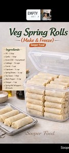 🥟 Vegetable Spring Rolls (Make, Freeze & Cook 3 Ways) Crispy, crunchy, and veggie-loaded 🌱 These spring rolls are perfect for Ramadan prep — freeze once and cook fresh in air fryer, oven, or oil anytime for Iftar ✨ Save this recipe 💛 ---- 📝 Ingredients: Oil – 2 tbsp (30 ml) Garlic (finely chopped) – 1 tbsp (8 g) Green chili (optional) – 1 tsp (3 g) Cabbage (shredded) – 1½ cups (120 g) Carrot (julienne) – 1 cup (100 g) Capsicum / Bell pepper – ½ cup (70 g) Spring onions – ¼ cup (25 g) Soy sau