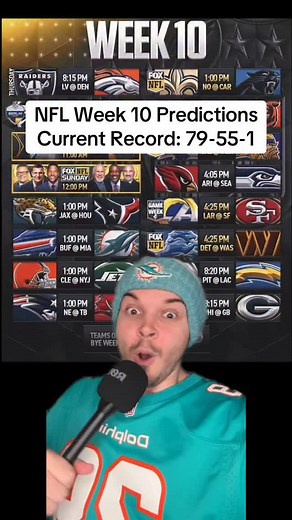 NFL Week 10 Predictions: Current Record: 79-55-1 #nfl #nfltrending #nflviral #nflfootball #predictions | Tyler Tarabocchia