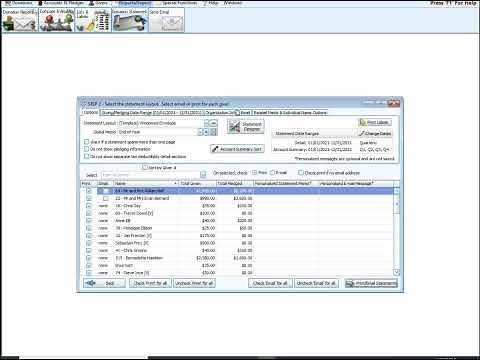 Church Windows Donations: Emailing Statements (v23 & Newer)