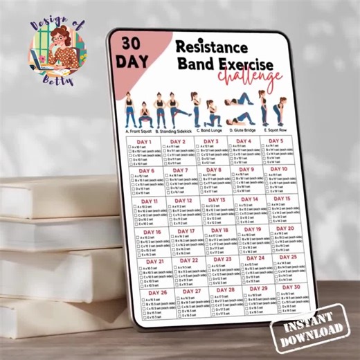 30 Day Resistance Band Exercise Challenge, Digital Fitness Planner, Home Exercise Guide, Digital Workout Planner, 30 Day Challenge - Etsy