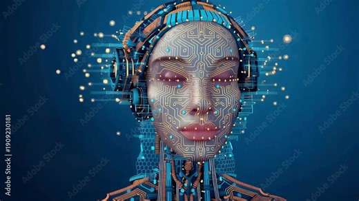 The concept of LLM, Large Language Model ,AI,with icons concept.Artificial intelligence or a cyborg/android,deep learning ,language model ,Vector data, illustrator.