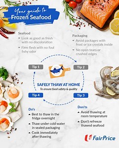 1.7K views · 25 reactions | Frozen seafood is just as good as fresh seafood with freezing methods that retain nutritional benefits and quality. Here are some tips on how you can shop and prepare frozen seafood safely!⁣ ⁣ Share this with your kitchen buddies.⁣ | NTUC FairPrice | Facebook