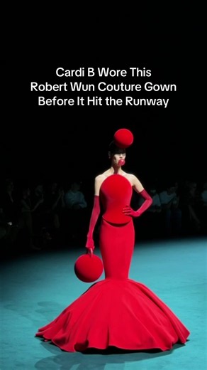 Cardi B in Robert Wun: Red Couture Gown at Paris Fashion Week 2026