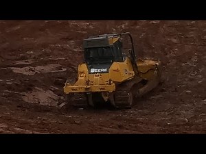 Working John Deere Dozer Pushing Mud Out of Stock Pond. #John Deere #Moving Mud #Stock Pond