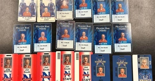 Same shirt, different year| Pleasant Run Middle School teacher wears exact same shirt every picture day