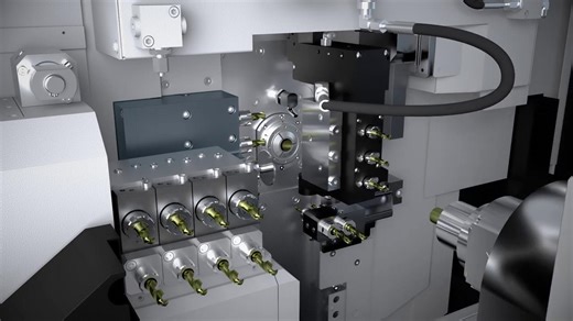 Swiss GT 13/6B - Up to 28 tools, including 15 rotating tools The Swiss GT 13 B is a powerful machine that can handle even the most complex parts with ease. Its unique B-axis allows for 2 x 3 rotating spindles with a spindle speed of up to 9000 rpm, making it ideal for intricate projects. Additionally, you have the option to add a high-frequency spindle or even a fourth rotating spindle to further enhance its capabilities. | Tornos Group