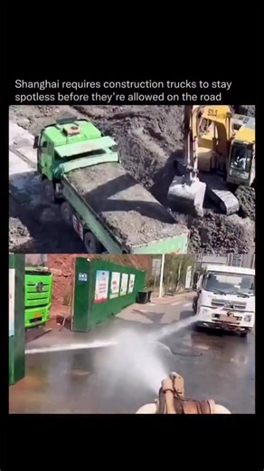 Did You Know on Instagram: "Shanghai introduced a rule that most people outside the region have never heard of. Every construction truck must be fully washed and inspected before it’s allowed to touch a public road. No mud on the wheels, no dust on the sides, no loose debris that can scatter across streets. Construction vehicles are one of the biggest contributors to urban grime. Dirt falls from truck beds. Mud gets dragged across intersections. Dust pollutes the air. Multiply that by hundreds o