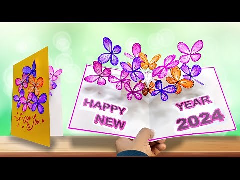DIY Happy New year card 2024 / How to make new year greeting card / DIY New year card making easy