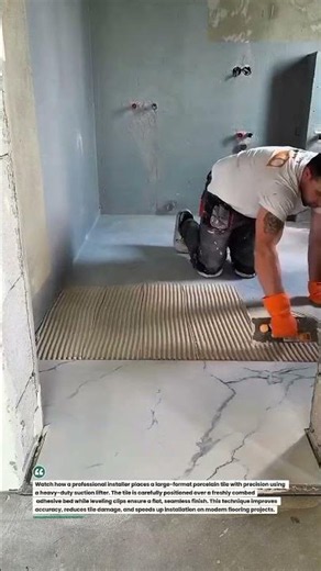 Perfect Large-Format Tile Installation with Suction Lifter Precision#TileWork #Construction#Flooring