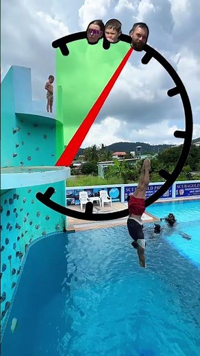 Lowest jump wins ⬇️ | Parkour Swimming Pool Family Challenge