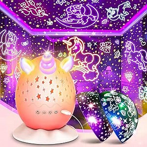Unicorn Night Light Kids Toys 2 in 1 Unicorns & Starry Sky Nights Lights Projector for 3 4 5 6 7 8 9 10 11 12 Year Old Girls, Night lamp for Bedroom Star Projector Birthday Gifts for Kids 3-12