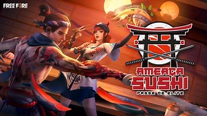 329K views · 15K reactions | Junte-se a Taku e Shiori em seu restaurante Casa das Facas. Corte peixe cru e fatie inimigos no novo Passe de Elite Ameaça Sushi no Free Fire! Disponível a partir de 1 de Agosto. | Garena Free Fire | Facebook