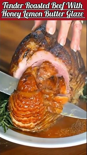 Tender Roasted Beef With Honey Lemon Butter Glaze, RECIPE⬇️⬇️#roast #beefroast #roasted #beef #glaze