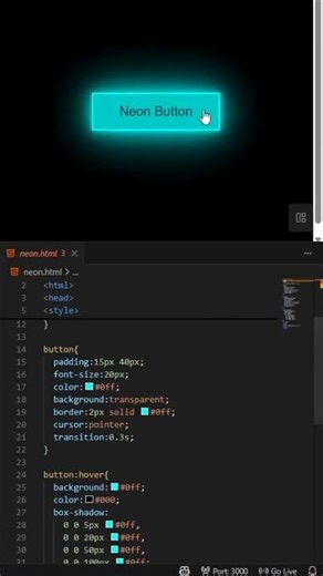 Neon Button Animation using CSS ✨ | Glowing UI Effect #shorts