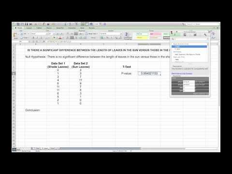 Carrying out a T-Test in Microsoft Excel