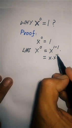 Proof of X°=1 | Easy Math Trick | Exponents Explained #Shorts