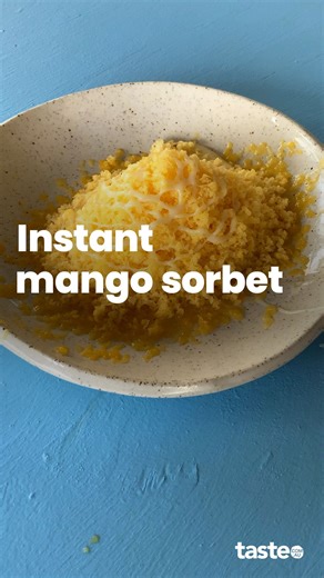 taste.com.au on Instagram: "Don’t let those ripe mangoes go to waste! 🥭 Peel, freeze and then grate on a microplane to turn them into an instant frozen dessert. You can drizzle with sweetened condensed milk (like we have), serve with coconut yoghurt or chia puddings. ⁣ #mango #mangohack #mangosorbet"