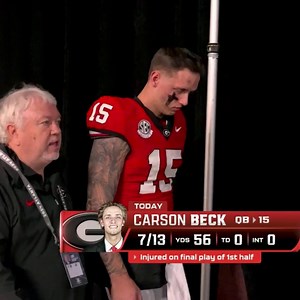 Carson Beck has been ruled out for the remainder of the SEC Championship after an injury he sustained in the first half. | ESPN