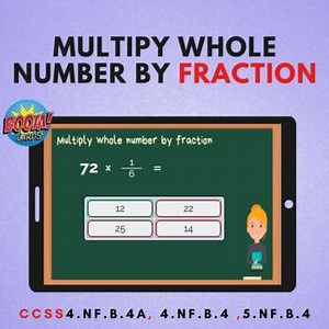 Multiply whole number by fraction Boom card