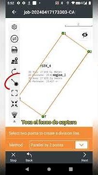 Cálculo geométrico para subdividir un lote por superficie usando GNSS RTK CHCNAV y Landstar