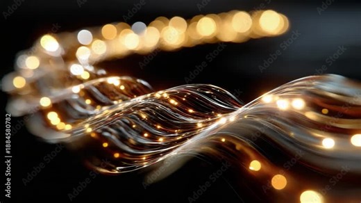 Abstract Light Trail: An artistic visualization of a glowing light trail, weaving and flowing through the darkness, representing concepts like data flow and technological advancement.