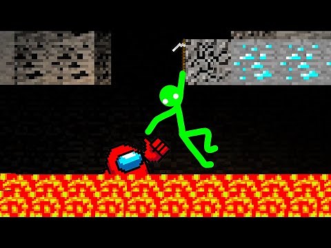 Stickman Fails Mining Diamonds in Minecraft