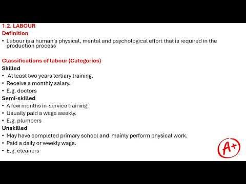Grade 11 Economics Labour|Factors Of Production: Definition and Classifications of Labour #grade11