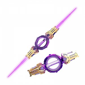 Coollooc Special Effects Flash Duel Laser Sword, Flaming Spinning Dual-Blade Lightsaber, 7-Color Light-Up War Warrior Toy, Cool Role-Play Costume Party Decor Christmas Birthday Gift(B)