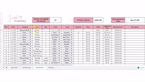 Jewelry Inventory Tracker, Jewelry Making Planner List Excel Spreadsheet Log Jewelry Inventory Checklist Home Jewelry Business Google Sheets - Etsy
