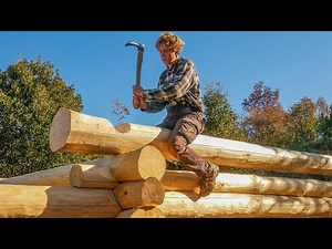 Building a LOG CABIN in an Off Grid Bush, Hand Tools Only, One Man Solo, Raising Walls | EP 6