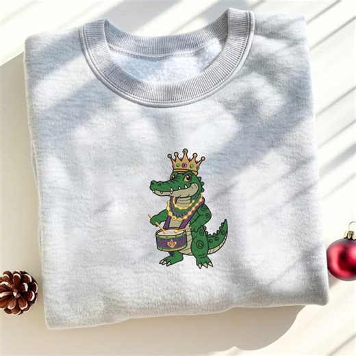 Mardi Gras Alligator Embroidery File, King Gator Carnival Embroidery Design, Cute Animal Machine Embroidery Pattern - Etsy