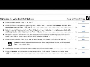 Worksheet for Lump Sum Distributions Walkthrough (IRS Form 1116)