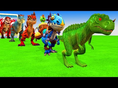Paint Animals T-Rex Carnivores & Herbivores Dinosaurs Size Comparison 3D Fountain Crossing Cartoon