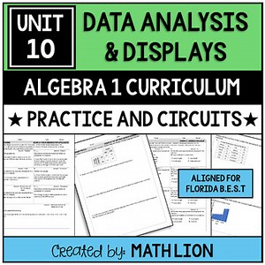 Data Analysis and Displays Practice Worksheets (Algebra 1 Florida BEST Unit 10)