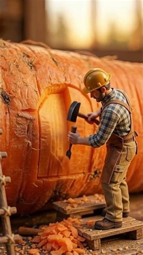 Giant Carrot Tiny house Time lapse #home #house #bunker #shorts