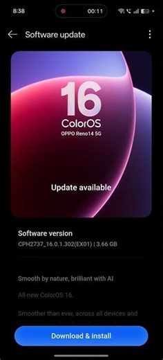 Color os 16 stable update roll out in #reno14 #colorsos16 #softwareupdate #mobile #trending #short